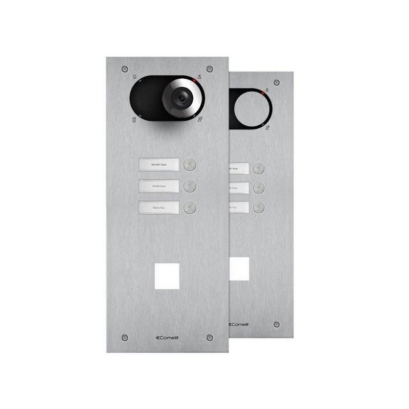 Placa de portero/videoportero Switch 3 pulsadores con abertura para Simplekey 4+N/Simplebus/ViP | Comelit IX0103CO