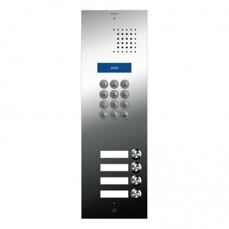 Placa de portero Inox S5 4 pulsadores 1 columna con Acceso Alfanumérico Visualtech de Auta (ref. 790514)